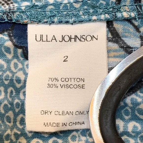 Ulla Johnson Annie Top Womens 2 Cornflower Blue Floral Cotton Blend Blouse Boho - Picture 13 of 15